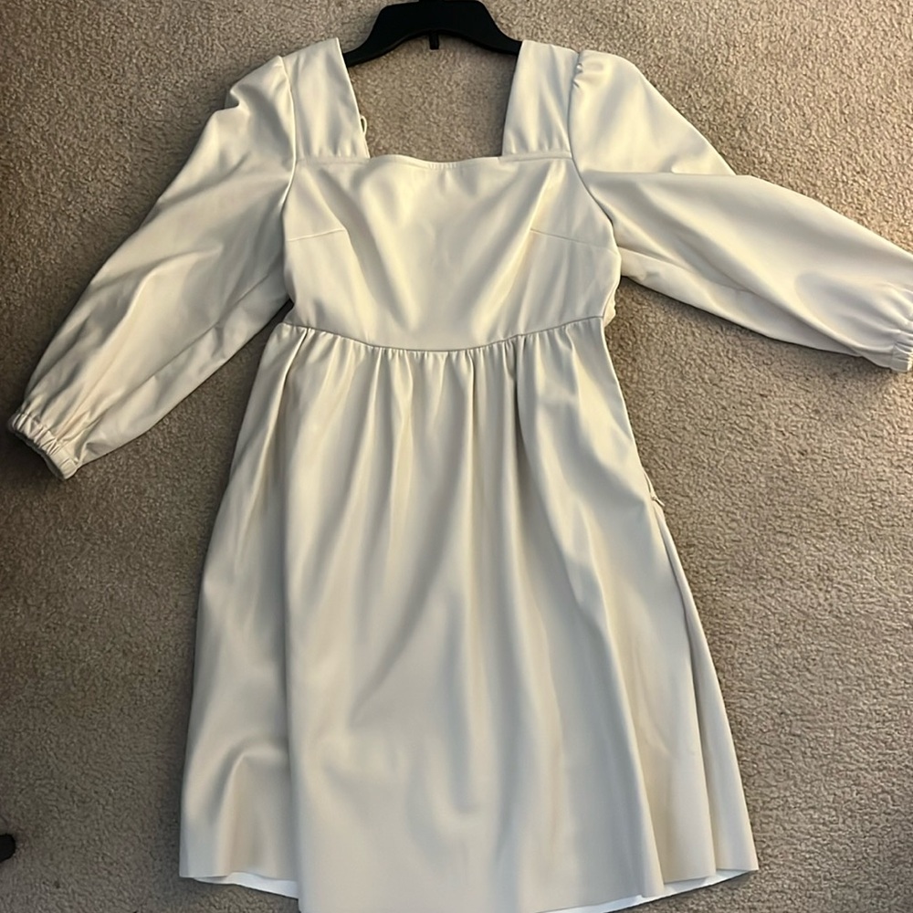 Faux leather crème dress